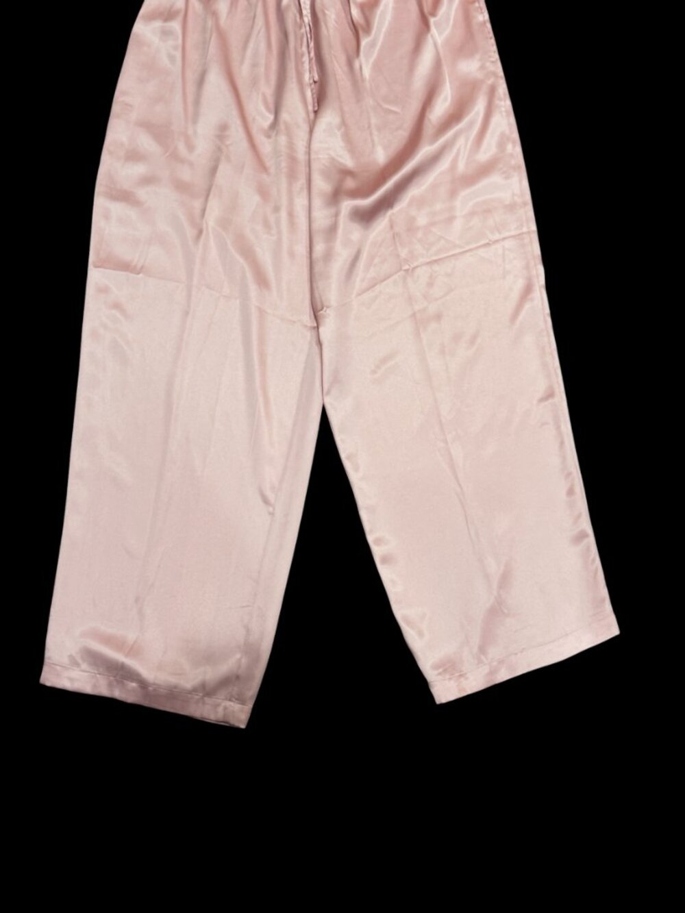 Victoria’s Secret Pink Satin Pajama Set Size Large Button Up Crop Pants - Picture 5 of 7
